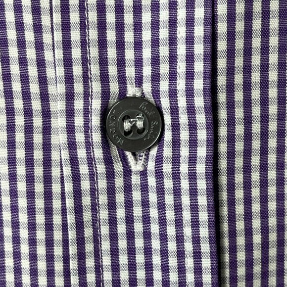 Paul Smith Men's Purple White Checkered Button Down Long Sleeve Shirt 17 1/2 - Picture 8 of 9